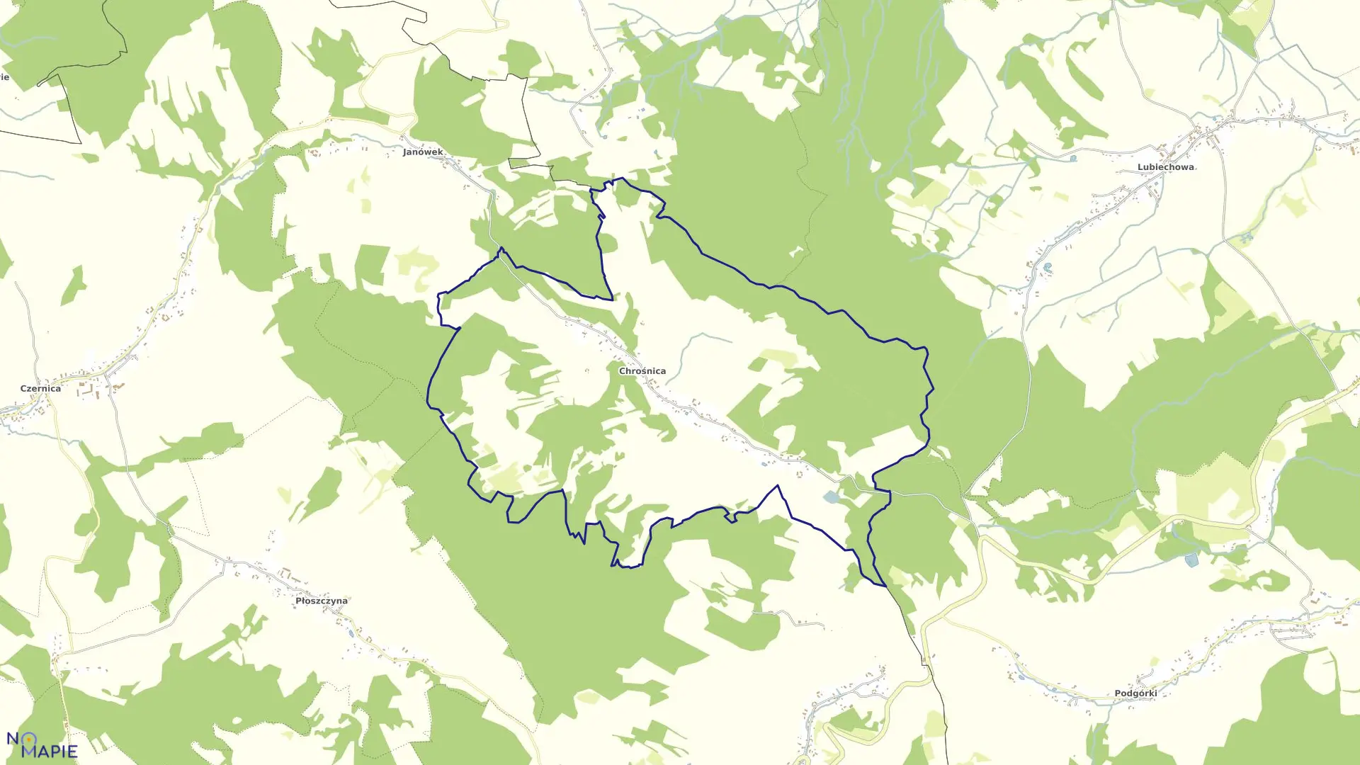 Mapa obrębu CHROŚNICA w gminie Jeżów Sudecki