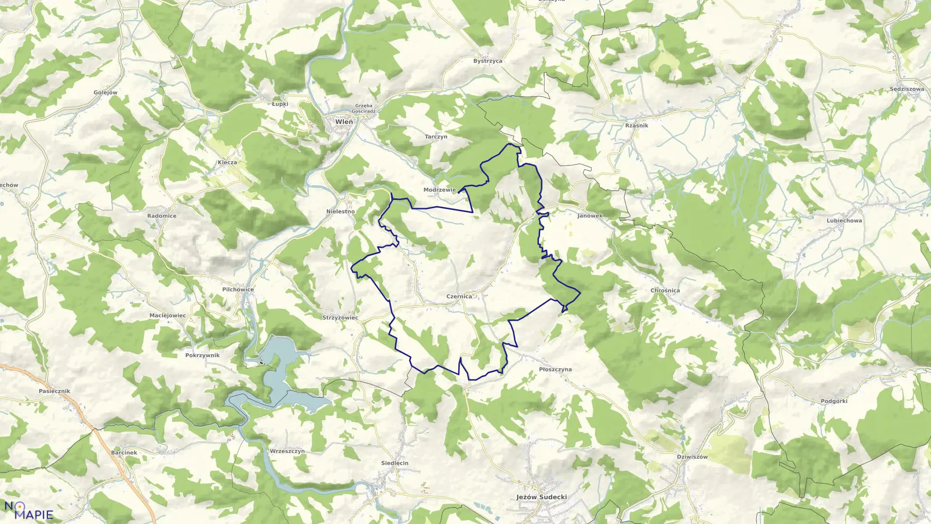 Mapa obrębu CZERNICA w gminie Jeżów Sudecki