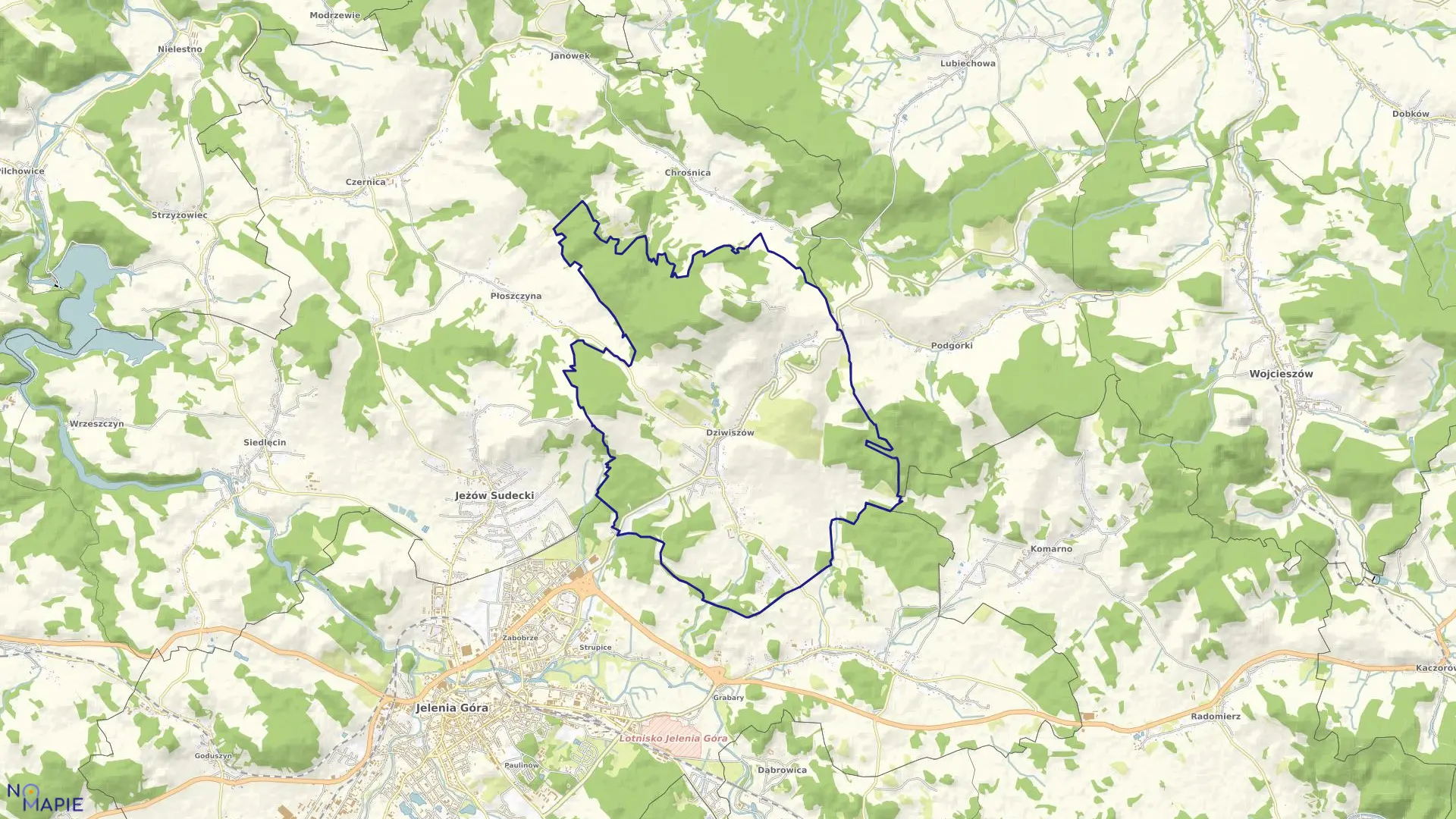 Mapa obrębu DZIWISZÓW w gminie Jeżów Sudecki