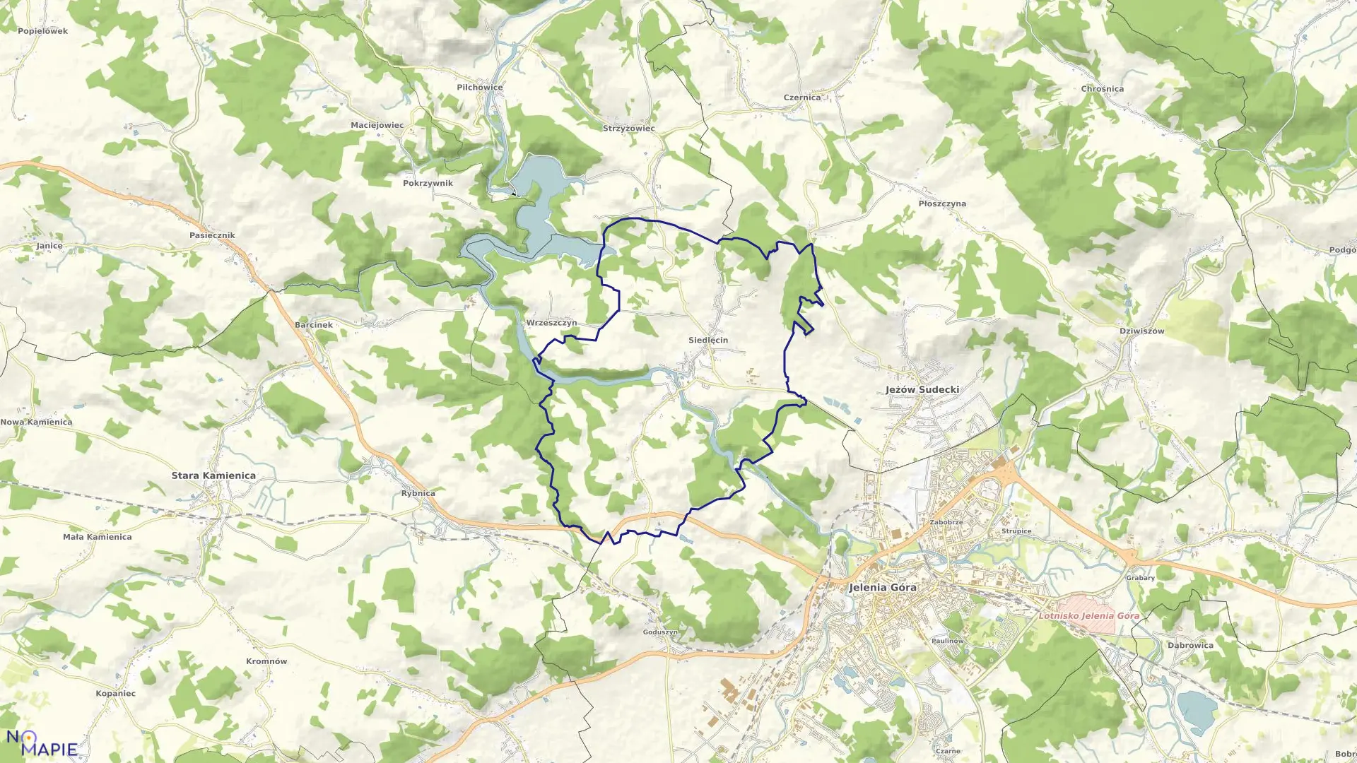 Mapa obrębu SIEDLĘCIN w gminie Jeżów Sudecki