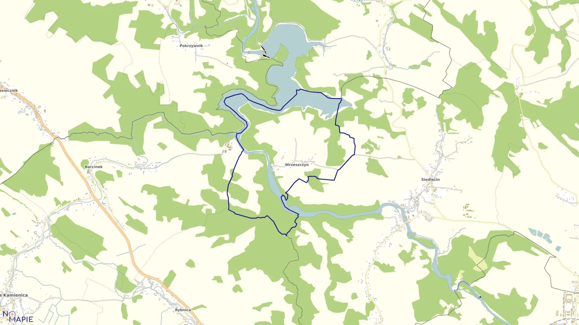Mapa obrębu WRZESZCZYN w gminie Jeżów Sudecki